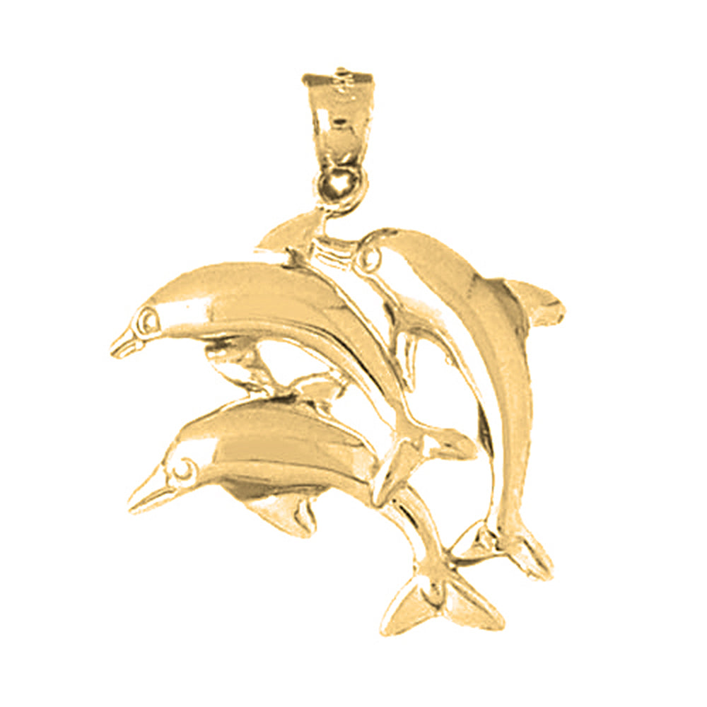 10K, 14K or 18K Gold Dolphin Pendant