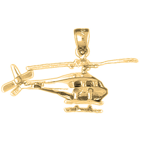 Yellow Gold-plated Silver 3D Helicopter Pendant