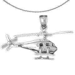 Sterling Silver 3D Helicopter Pendant (Rhodium or Yellow Gold-plated)