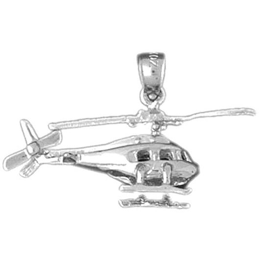 Sterling Silver 3D Helicopter Pendant