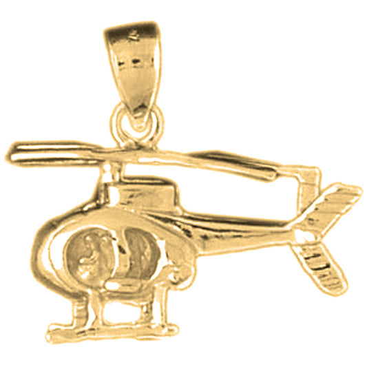 Yellow Gold-plated Silver Helicopter Pendant