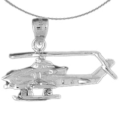Sterling Silver Helicopter Pendant (Rhodium or Yellow Gold-plated)