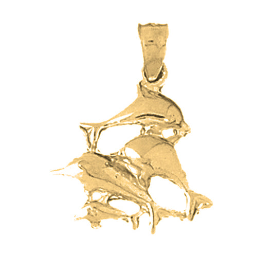 Yellow Gold-plated Silver Dolphin Pendant