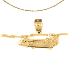 Sterling Silver Helicopter Pendant (Rhodium or Yellow Gold-plated)