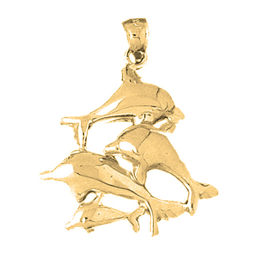 Yellow Gold-plated Silver Dolphin Pendant