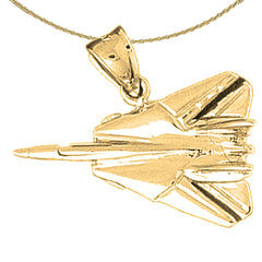 Sterling Silver Airplane Pendant (Rhodium or Yellow Gold-plated)