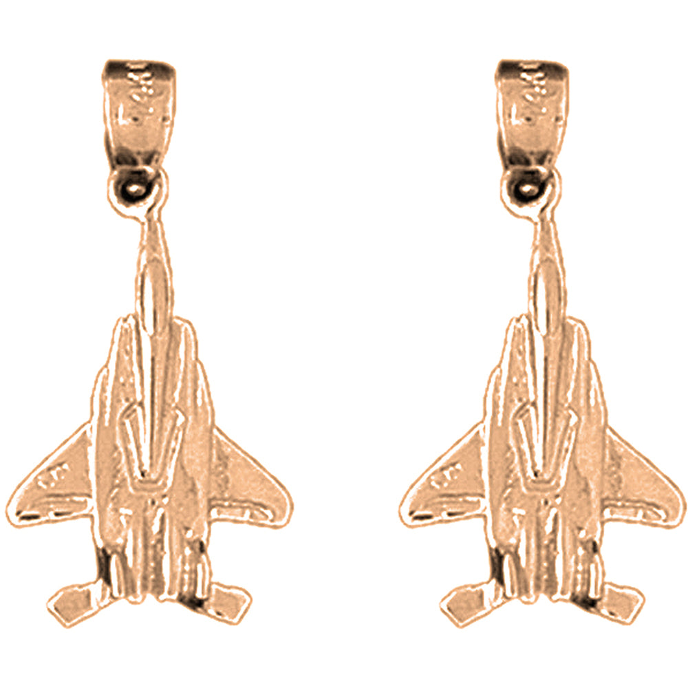 14K or 18K Gold 26mm Airplane Earrings