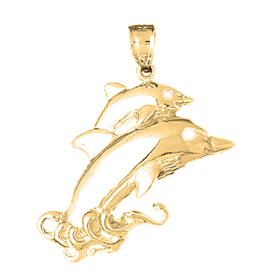 Yellow Gold-plated Silver Dolphin Pendant