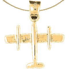 Sterling Silver 3D Airplane Pendant (Rhodium or Yellow Gold-plated)