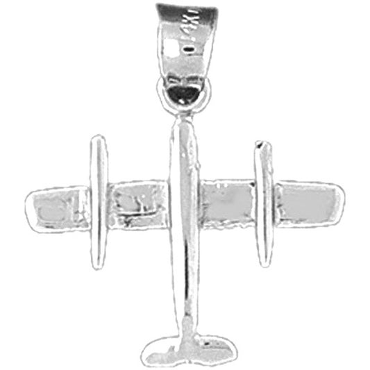 Sterling Silver 3D Airplane Pendant