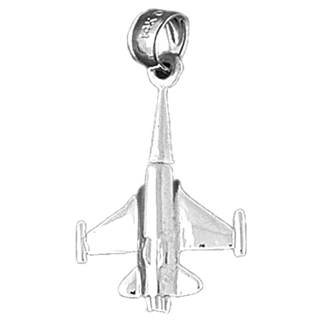 Sterling Silver 3D Airplane Pendant