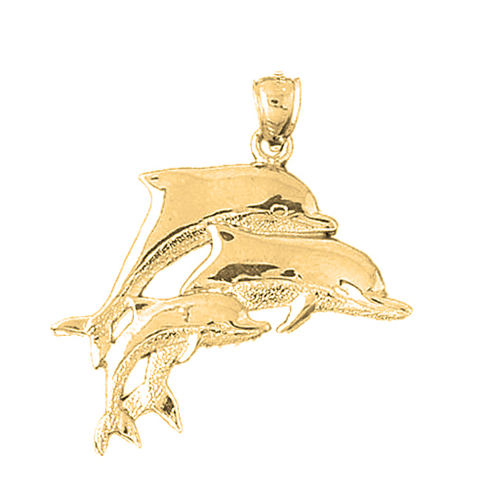 Yellow Gold-plated Silver Dolphin Pendant