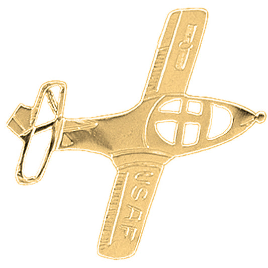 Yellow Gold-plated Silver Airplane Pendant