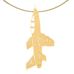 Sterling Silver Airplane Pendant (Rhodium or Yellow Gold-plated)