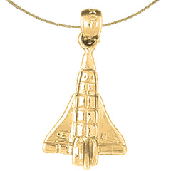 Sterling Silver Space Shuttle Pendant (Rhodium or Yellow Gold-plated)