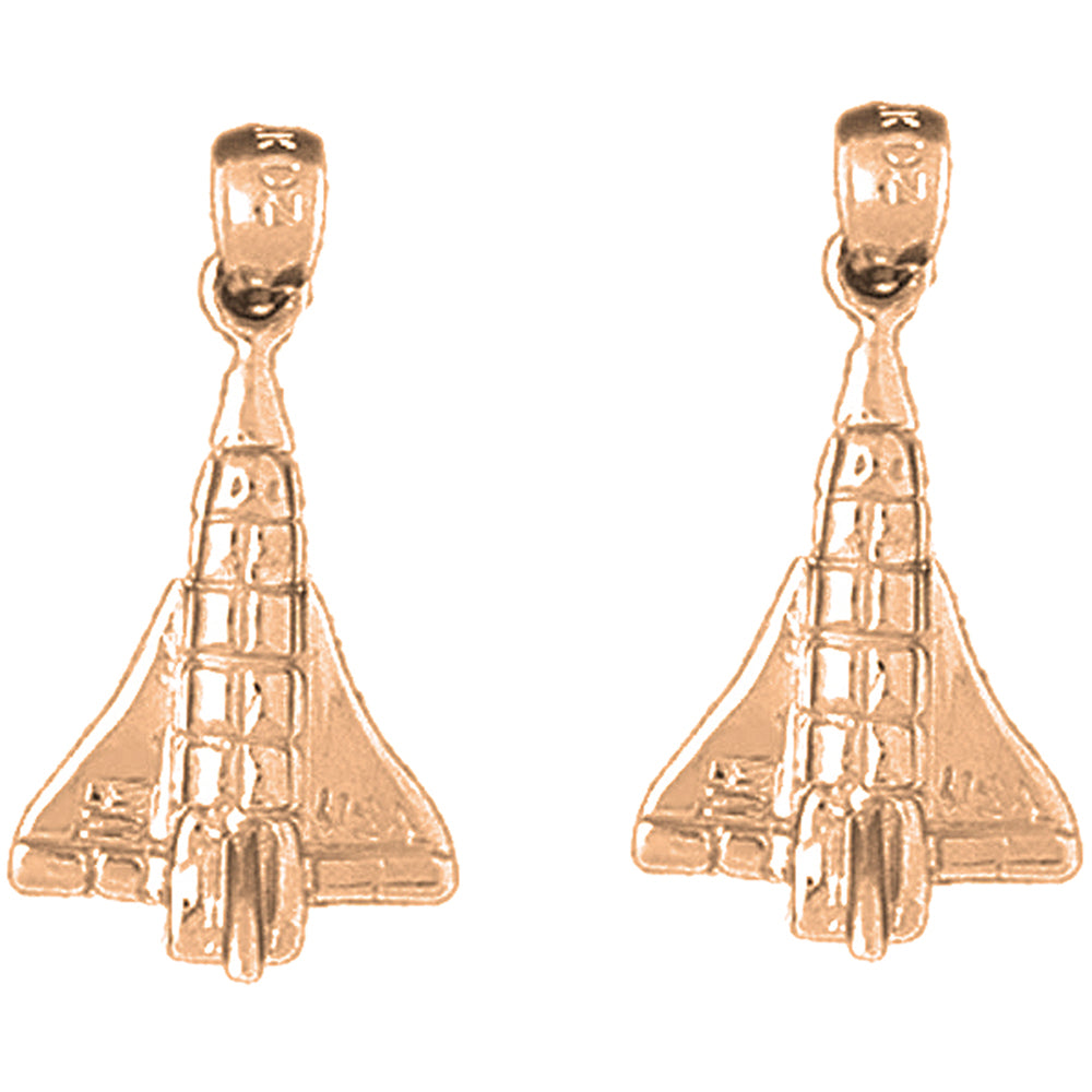 14K or 18K Gold 24mm Space Shuttle Earrings