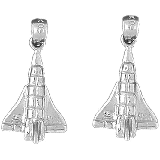 Sterling Silver 24mm Space Shuttle Earrings