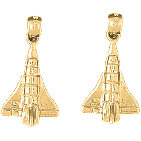 Yellow Gold-plated Silver 24mm Space Shuttle Earrings