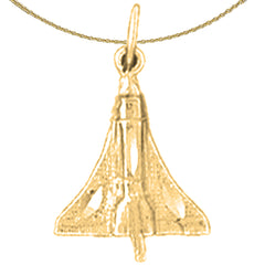 Sterling Silver Space Shuttle Pendant (Rhodium or Yellow Gold-plated)
