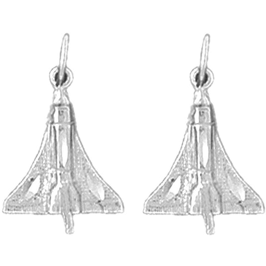 Sterling Silver 18mm Space Shuttle Earrings