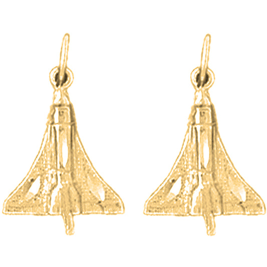 Yellow Gold-plated Silver 18mm Space Shuttle Earrings