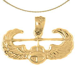 Colgante de plata de ley de la Fuerza Aérea de los Estados Unidos (bañado en rodio o oro amarillo)