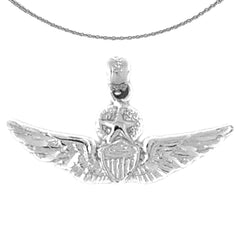 Colgante de plata de ley de la Fuerza Aérea de los Estados Unidos (bañado en rodio o oro amarillo)