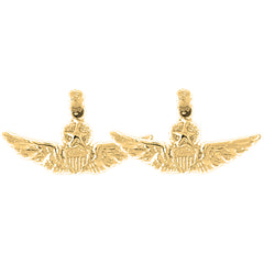 14K or 18K Gold 16mm United States Air Force Earrings