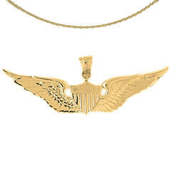 Sterling Silver Us Air Force Pendant (Rhodium or Yellow Gold-plated)