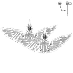 14K or 18K Gold 9mm United States Air Force Earrings