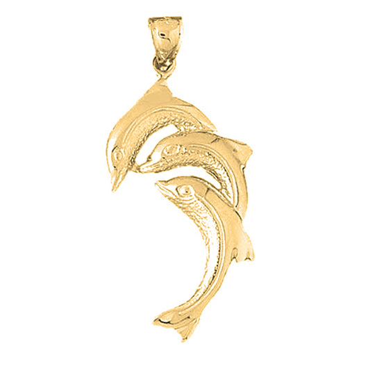 Yellow Gold-plated Silver Dolphin Pendant