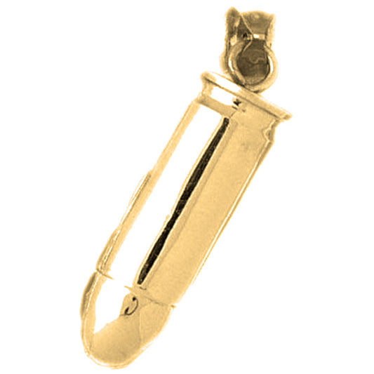 Yellow Gold-plated Silver 3D Bullet Pendant