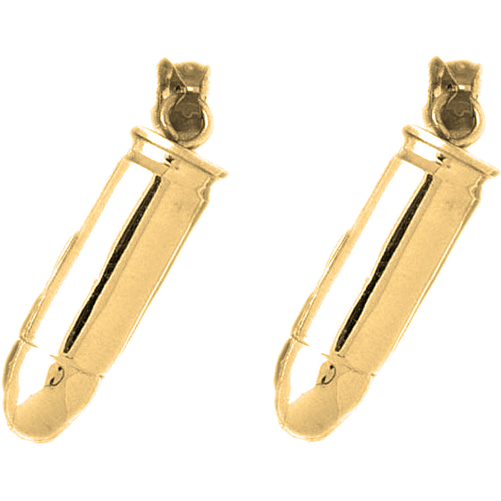 14K or 18K Gold 35mm 3D Bullet Earrings