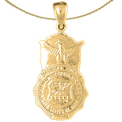 Sterling Silver Air Force Badge Pendant (Rhodium or Yellow Gold-plated)