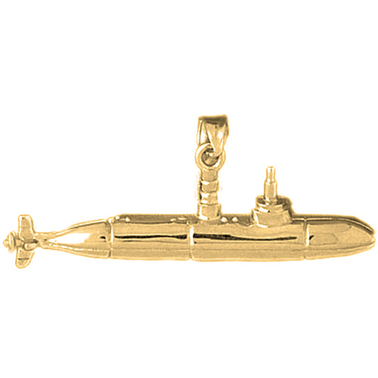 Yellow Gold-plated Silver Submarine Pendant