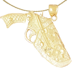 Sterling Silver Gun In Holdster Pendant (Rhodium or Yellow Gold-plated)