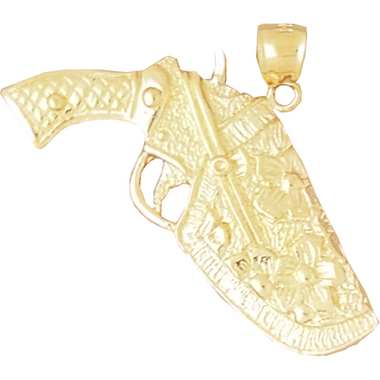 Yellow Gold-plated Silver Gun In Holdster Pendant