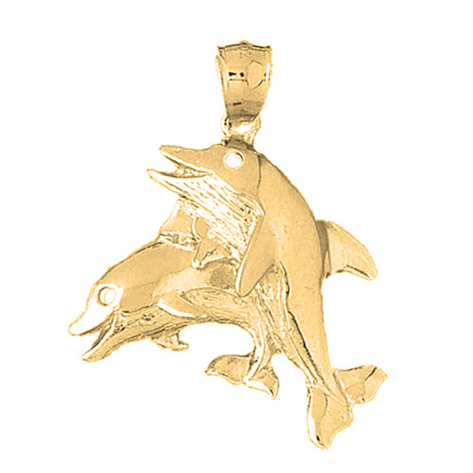 Yellow Gold-plated Silver Dolphin Pendant