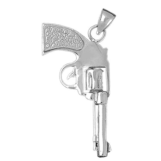 Sterling Silver 3D Revolver Gun Pendant