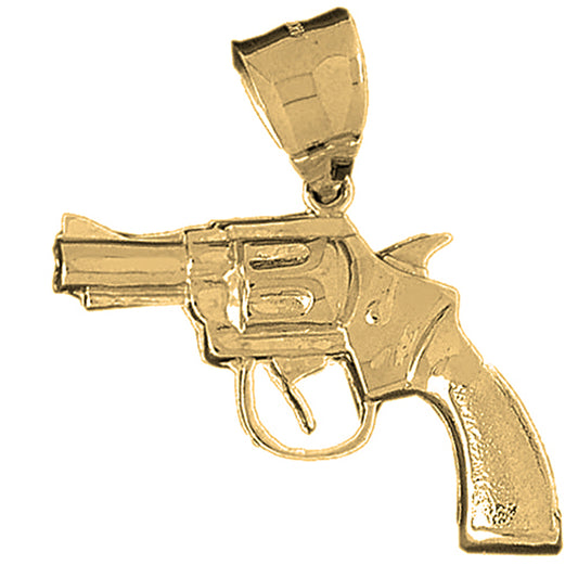 Yellow Gold-plated Silver Revolver Gun Pendant