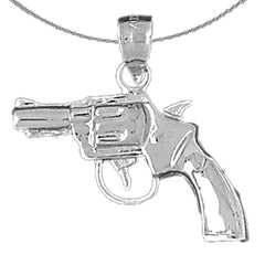 Colgante de pistola revólver de plata de ley (bañado en rodio o oro amarillo)