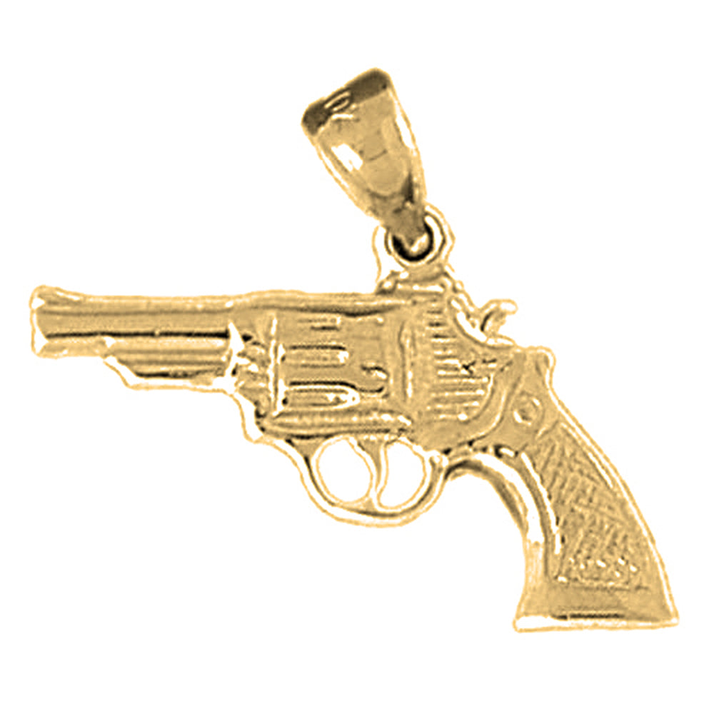 Yellow Gold-plated Silver Revolver Gun Pendant