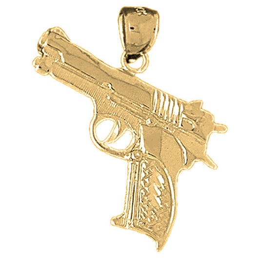 Yellow Gold-plated Silver Handgun Pendant