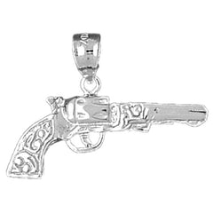 Sterling Silver Revolver Gun Pendant