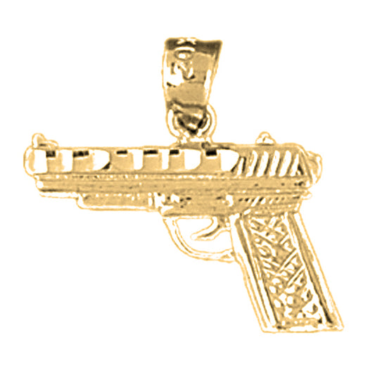 Yellow Gold-plated Silver Handgun Pendant