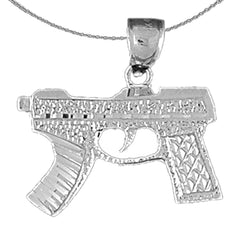 Sterling Silver Oozie Gun Pendant (Rhodium or Yellow Gold-plated)