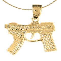 Sterling Silver Oozie Gun Pendant (Rhodium or Yellow Gold-plated)