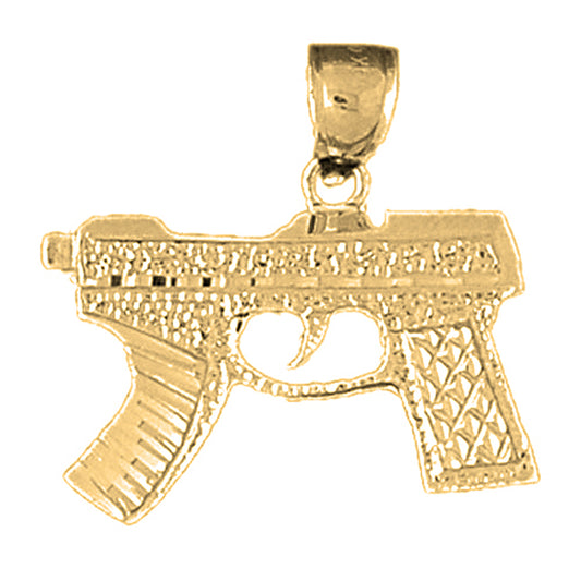 Yellow Gold-plated Silver Oozie Gun Pendant