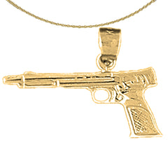 Colgante de pistola de plata de ley (bañado en rodio o oro amarillo)