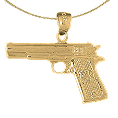 Sterling Silver Handgun Pendant (Rhodium or Yellow Gold-plated)